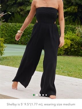 American Eagle Outfitters Black Strapless Wide-Leg Jumpsuit